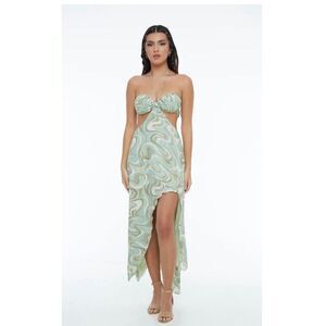 INDAH NWT Misha Bandeau Maxi Dress In Imagine Green Witchy Earth Goddess M/L